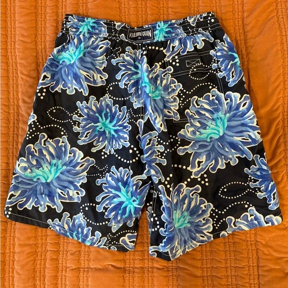 Vilebrequin Men’s Swim Trunks XL Blue Floral Luxury Swim Shorts